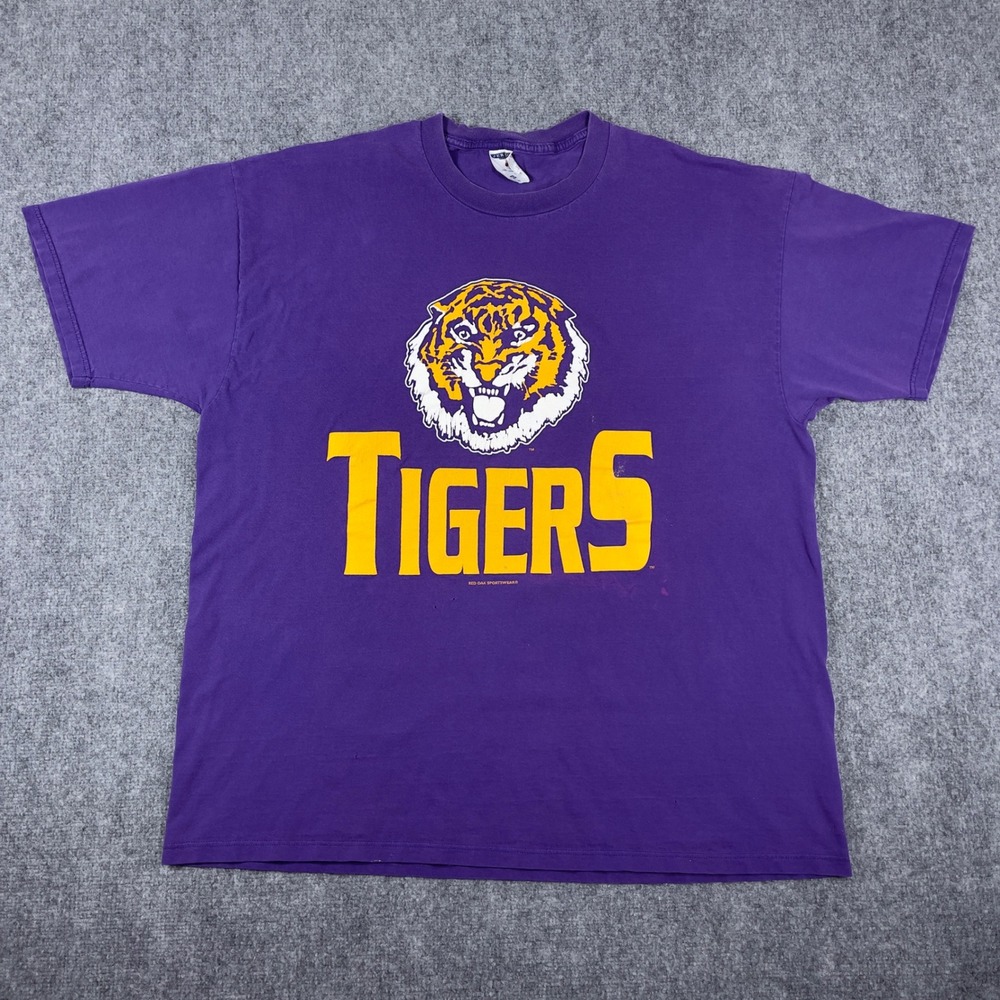 Vintage LSU Tigers T-Shirt Mens 2XL Purple 90s NCAA Tee